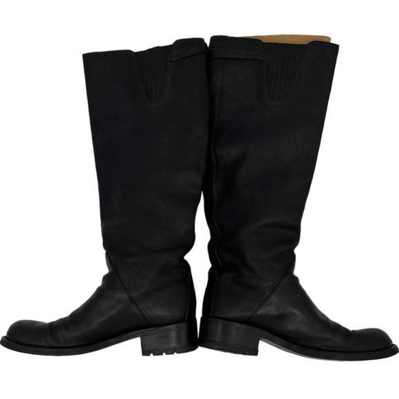 BOTTEGA VENETA RIDING BOOTS BLACK LEATHER SIZE 37 KNEE HIGH BOOTS MOTO - Picture 6 of 13